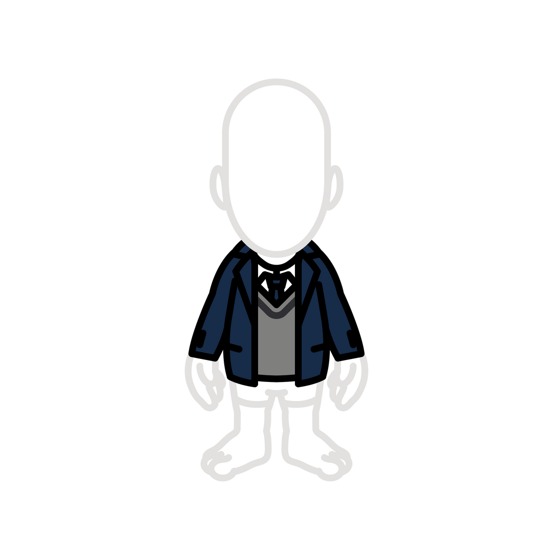 Private school blue jacket with with sweater