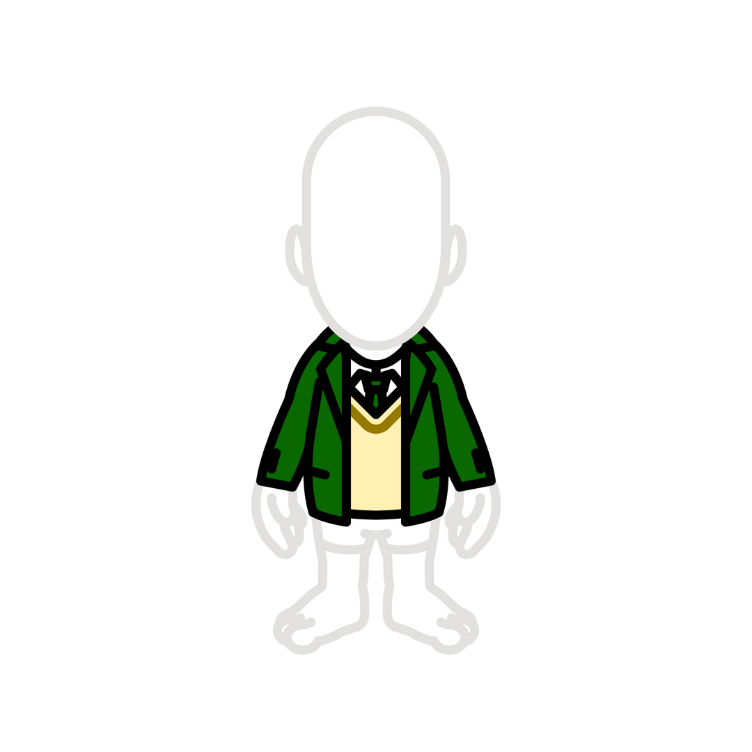 Green jacket with yellow sweater and shirt