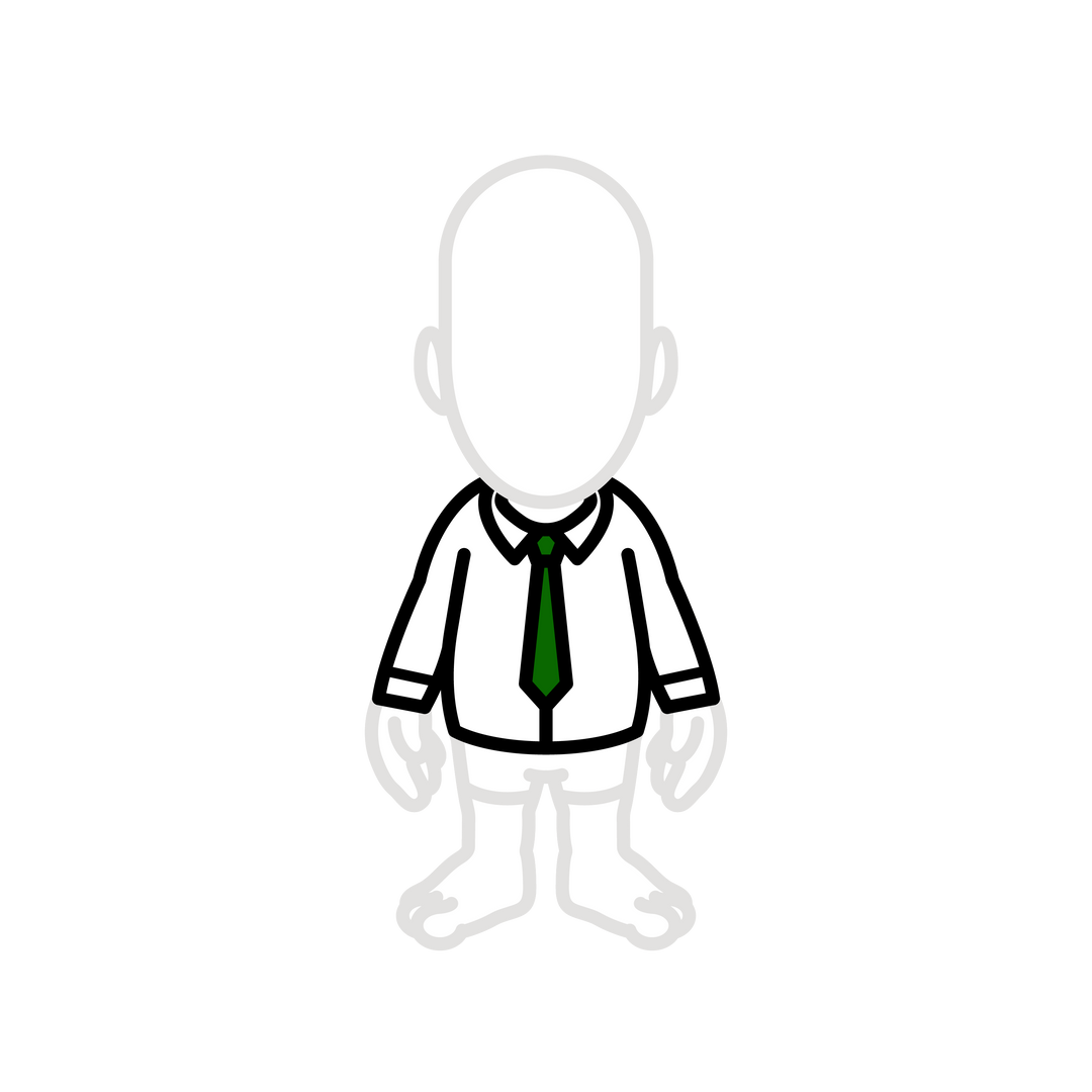White private school shirt with green tie