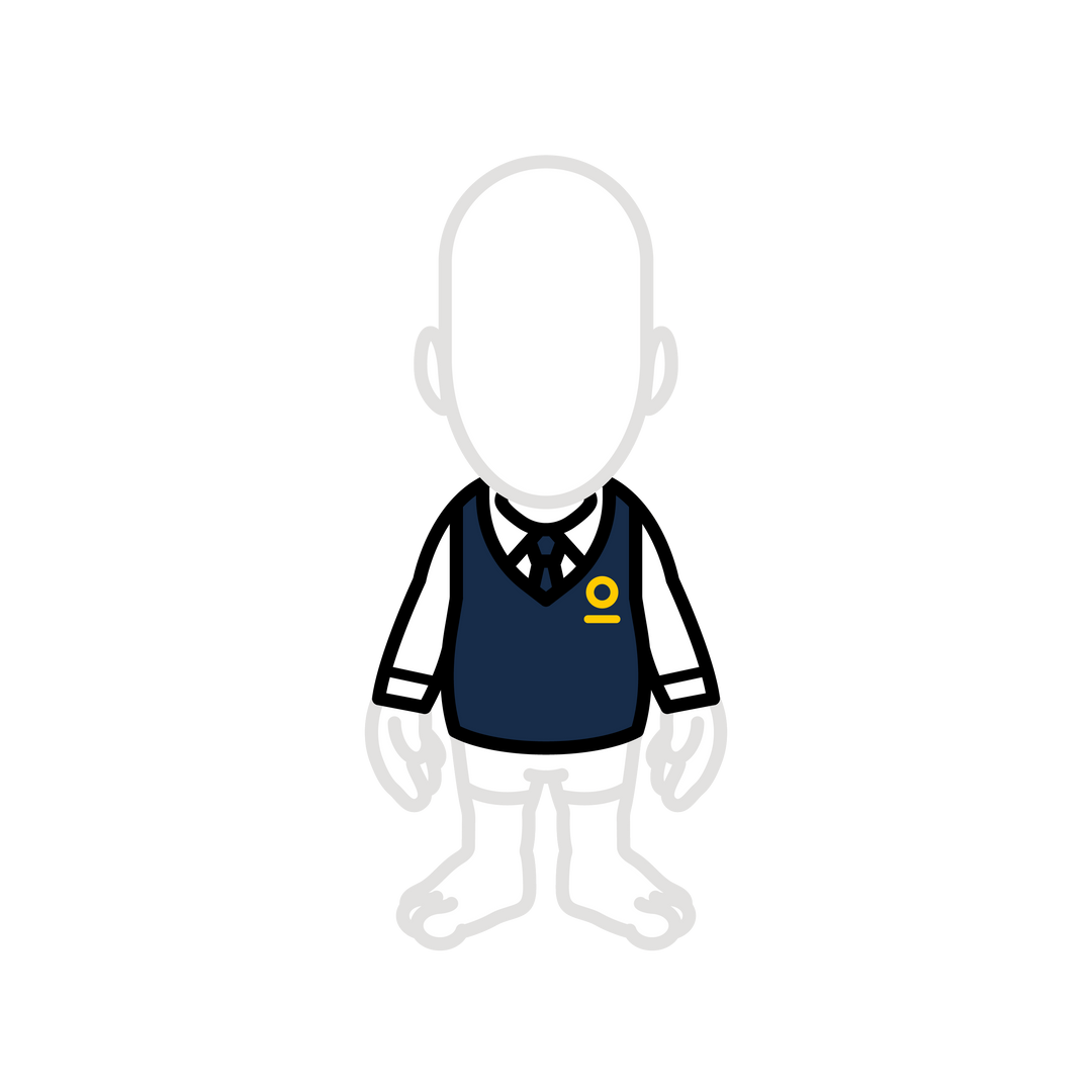 Navy blue vest with white shirt