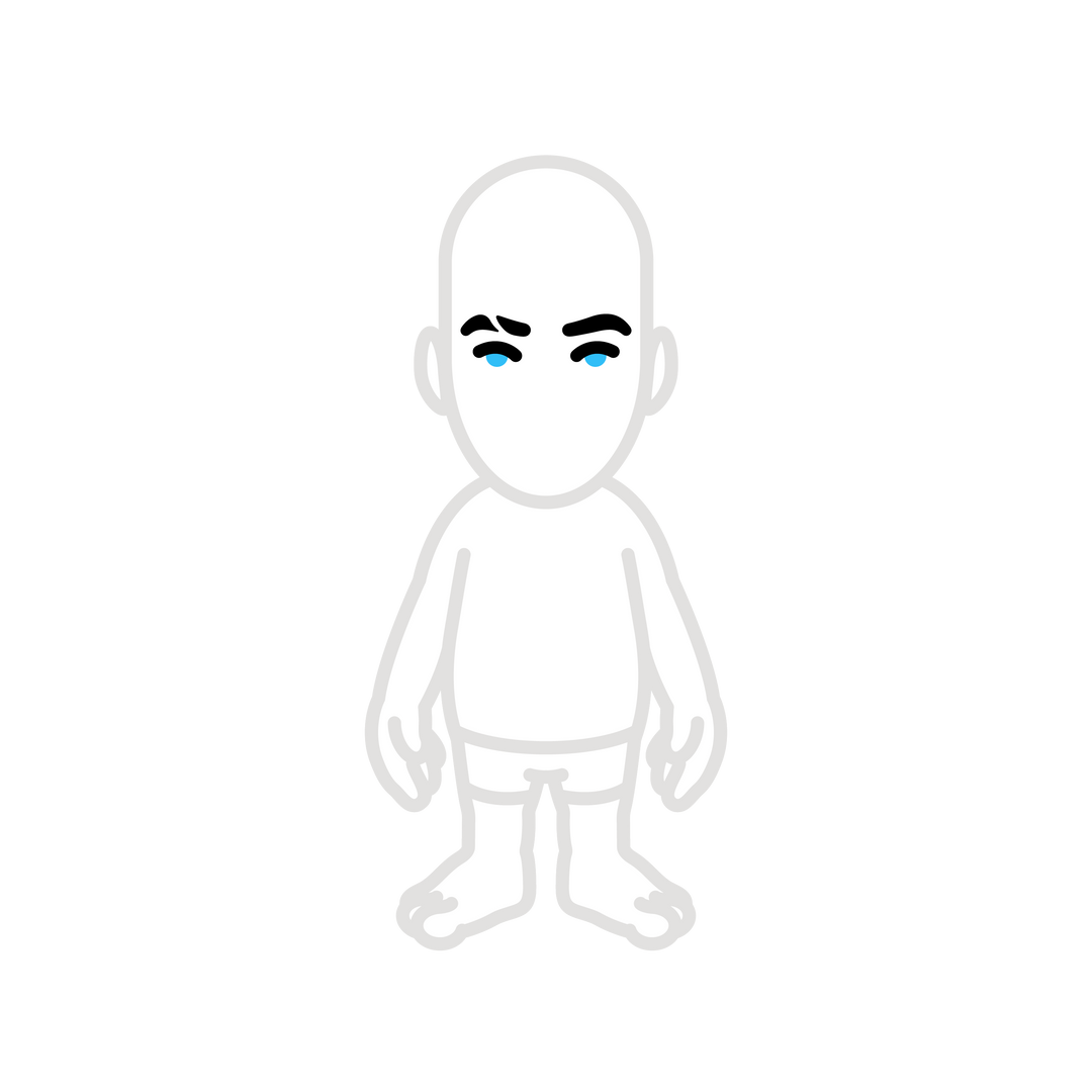 Blue eyes shaved eyebrow