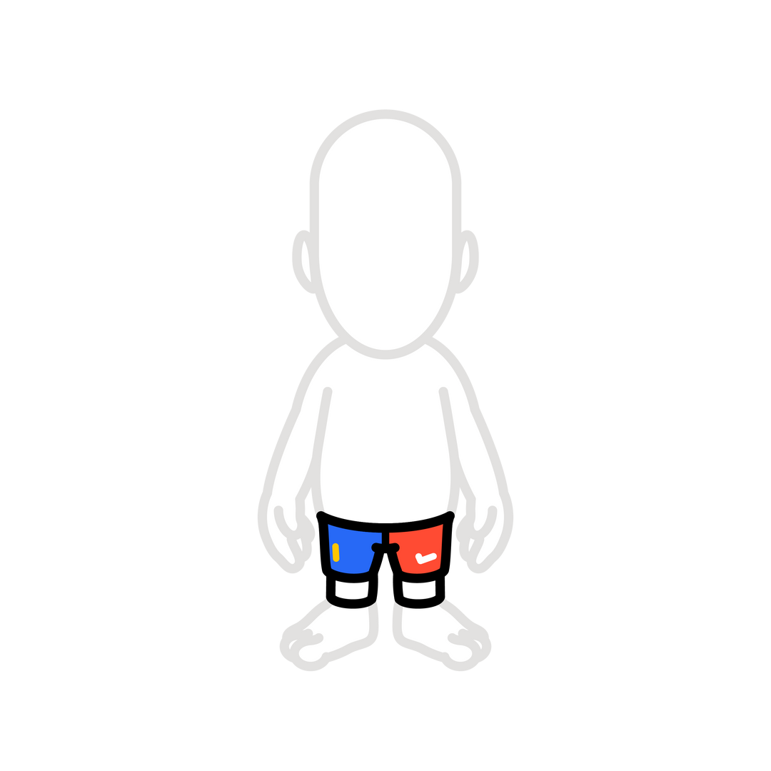 Red and blue soccer shorts with white leggings